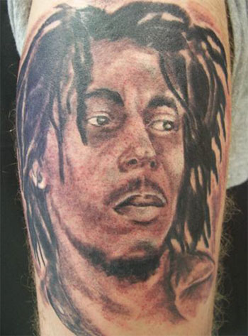 Portrait Tattoos young bob marley