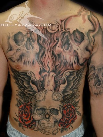Tattoos. Tattoos Custom. Skull Chest Piece