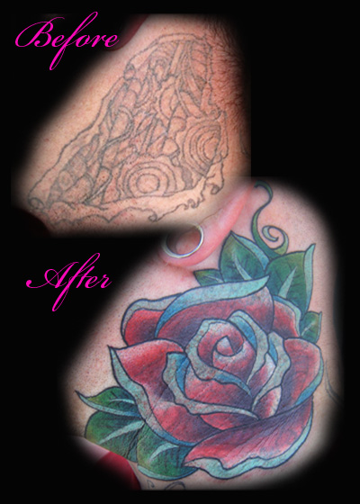 Tattoos Cover  on Off The Map Tattoo   Tattoos   Kristel   Chris S Neck Cover Up Tattoo