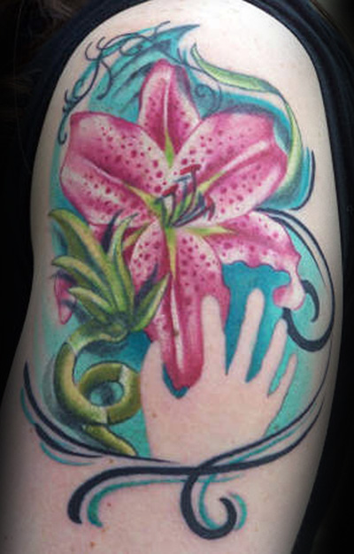 Tattoos Flower Lily tattoos Lily Hand click to view large image