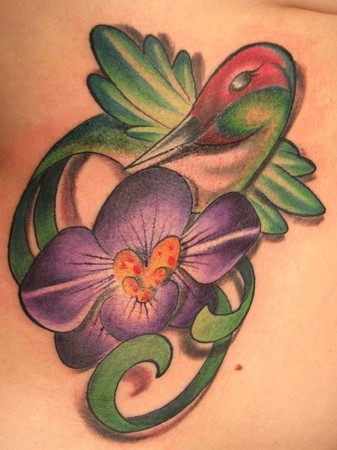 Hummingbird tattoo on my shoulder, it is my 3rd tattoo – Tracy.