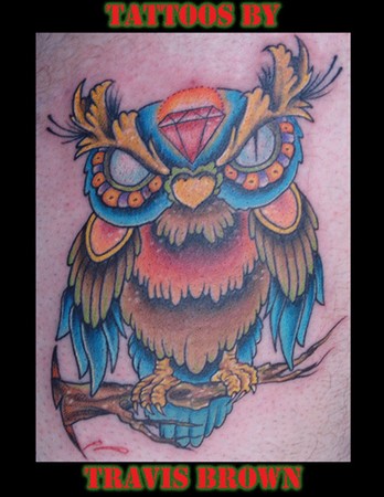 owl tattoo. traditional owl tattoo. this