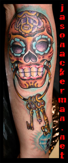 sugar skull tattoo. tattoo of a sugar skull