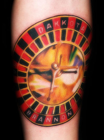 Lettering Tattoos Roulette table w sons name