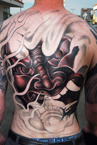Traditional Art Japanese Tattoos With Big Devil On The Back
