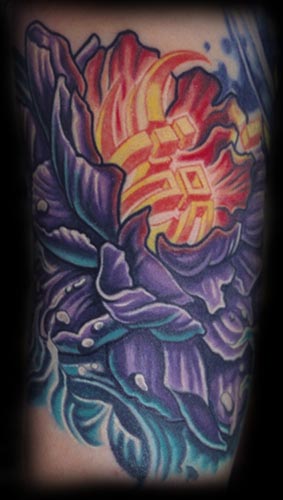 chrysanthemum flower tattoo. color flower tattoo