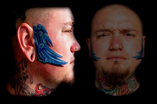 face tattoos. bio organic face tattoo