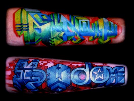 Now these two rebellious genres have combined to produce graffiti tattoos