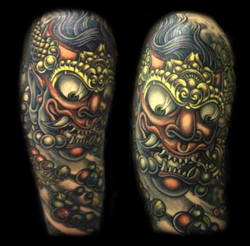 japanese demon. Placement: Arm Comments: japanese demon mask color tattoo