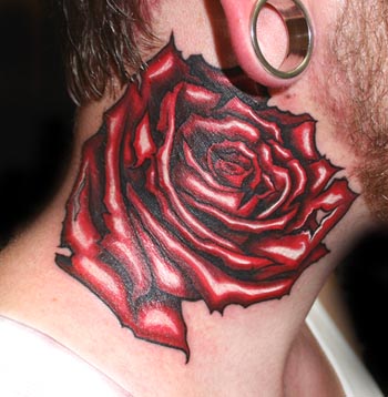 Tattoos. Tattoos New School. neck rose tattoo