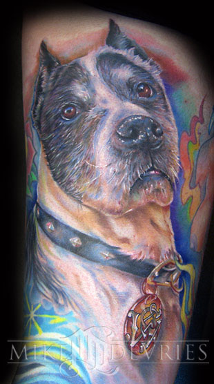 dog tag tattoos. Mike DeVries - Bond#39;s dog
