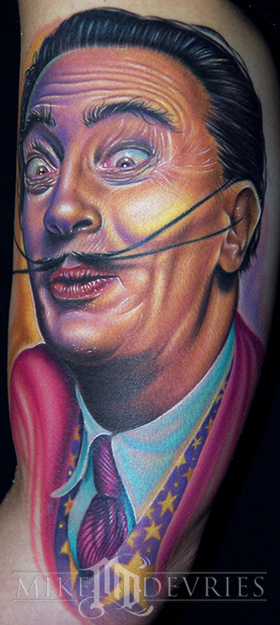 Mike DeVries - Dali Tattoo Leave Comment. Portrait of Salvador Dali.