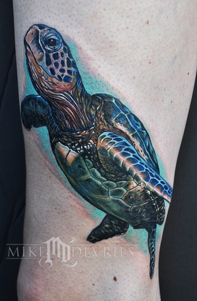 Sea Turtle tattoo, done in about 4 and a half hours.