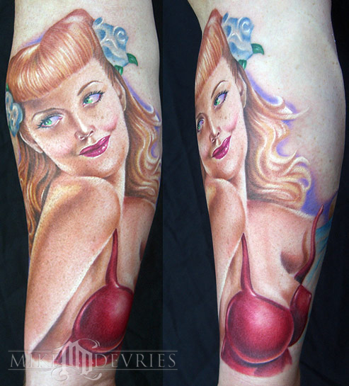 Pin-Up Girl: Cadillac Tattoo Giclee Print Tattoos. Tattoos Portrait.