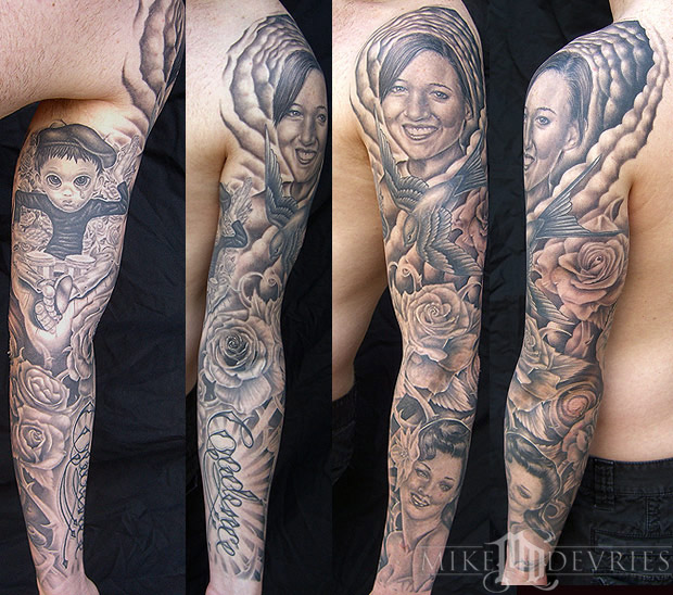 Tattoos. Tattoos Blackwork. Blk n gry sleeve