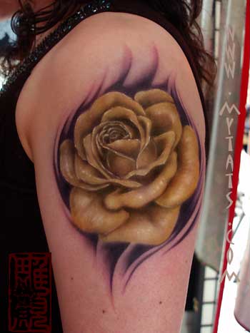 Jess Yen - Big Yellow Rose Large Image. Keyword Galleries: Color Tattoos, 