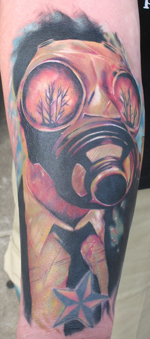 gas mask tattoo. your gas mask to work day!