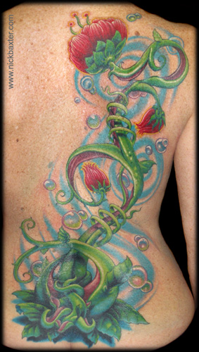 stock photo : An abstract tattoo design with vine and flower illustrations