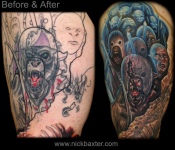 Cover Tatto on Tattoo   Tattoos   Nick Baxter   Orc Battle Sleeve  Cover Up Detail