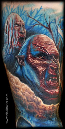 Looking for unique Horror tattoos Tattoos? Orc Battle Sleeve (Detail 1)