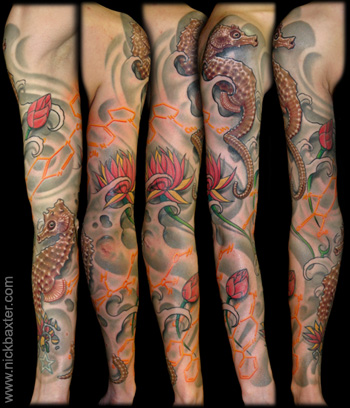 flower sleeve tattoo. art by Chris @ Immortal Images Wynnum, Brisbane