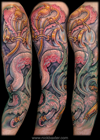 I did this steampunkinspired octopus 3 4 sleeve on a CGI artist from 