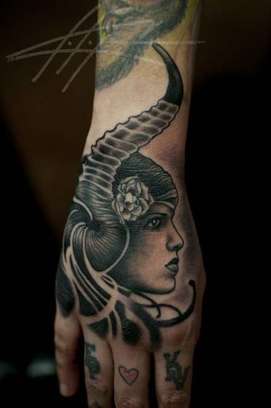 Looking for unique Tattoos Horned Woman 