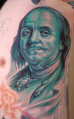 Nikko Benjamin Franklin Portrait Tattoo
