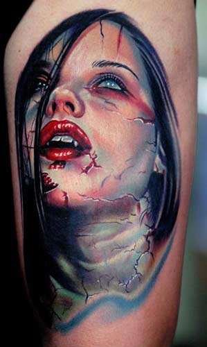Nikko Female Zombie Vampire Tattoo Large Image Leave Comment