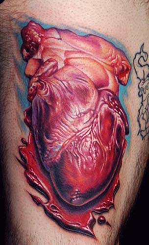 human heart tattoos. realistic human heart