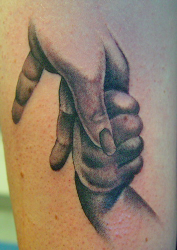 Religious Praying Hands Tattoos Mother and Son