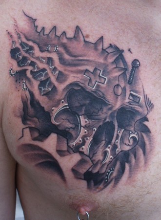  the tattoo took about 4 hours to complete and costed about skull gear