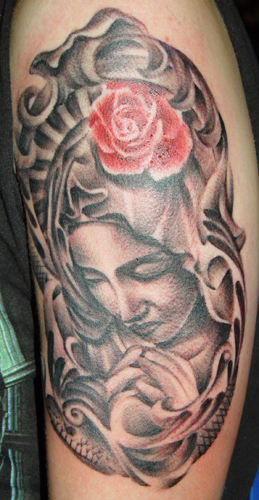 Tattoos Religious Praying Hands Tattoos Mary's Rose