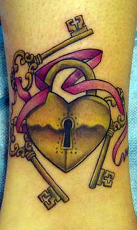 heart lock tattoo