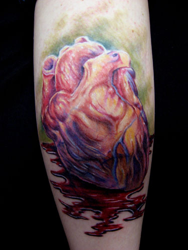 anatomical heart tattoo traditional