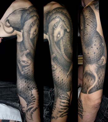 full sleeve tattoo. Tribal Tiger Tattoo Sleeve