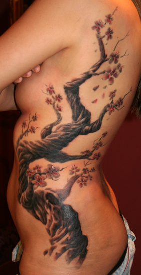 Side Body Japanese Cherry Blossom Tattoos