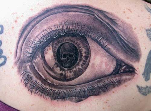 skulls tattoos. Skull in eyeball tattoo