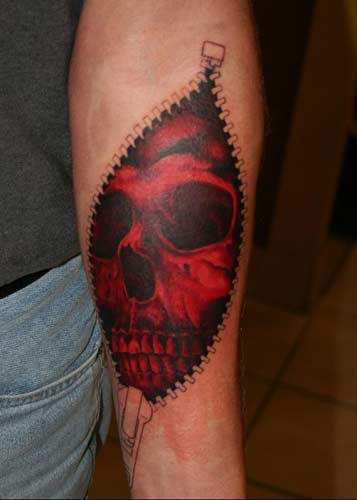 Phil Young - Zipper Skin Rip Skull Tattoo Large Image Leave Comment. Tattoos