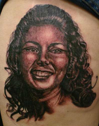 Female Portrait Tattoo in black and gray