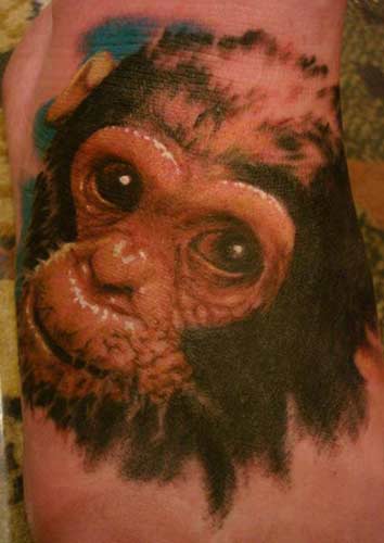 Realistic Monkey Tattoo. Placement: Foot Comments: No Comment Provided.