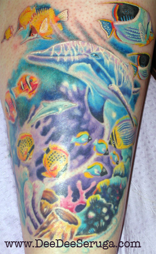 Tattoos Nature Water Tattoos Dolphin Sea Scene