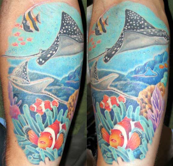 Glitter Tropical Fish Tattoos tropical tattoos