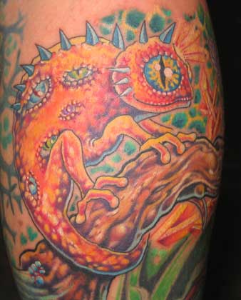 Color Tattoos lizard tattoo