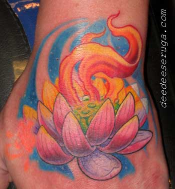 Lotus Tattoos on Map Tattoo   Tattoos   Flower Lotus   Lotus With Flames Color Tattoo