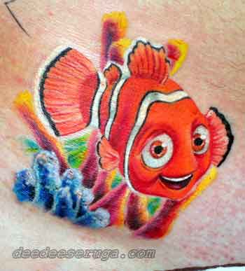 Looking for unique Tattoos? nemo in coral reef color tattoo