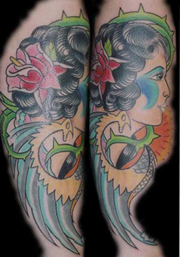 Old school style tattoos with a new school twist · old school style bird and