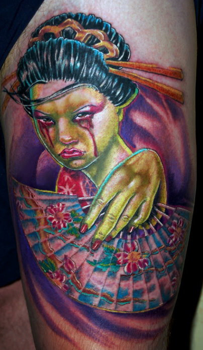 Tattoos Vinny Burkhart Zombie Geisha click to view large image