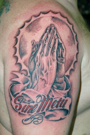 praying hands rosary tattoo. praying hands tattoo.