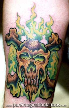 flaming skull tattoos. Kandyman Joe - Flaming Skull